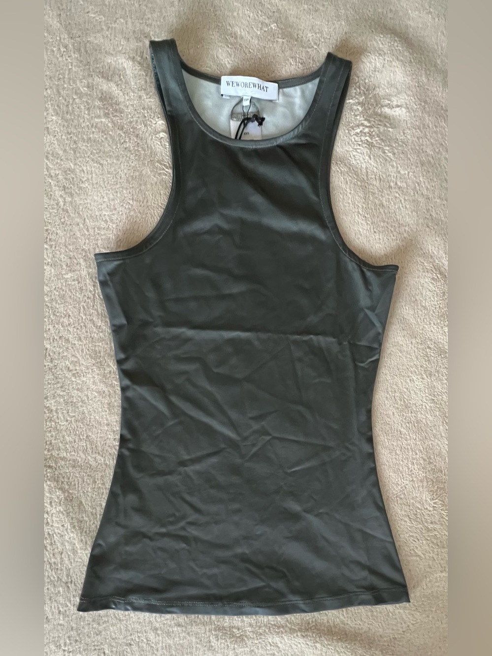 NWT WeWoreWhat Liquid Foil Faux-Leather Tank Top